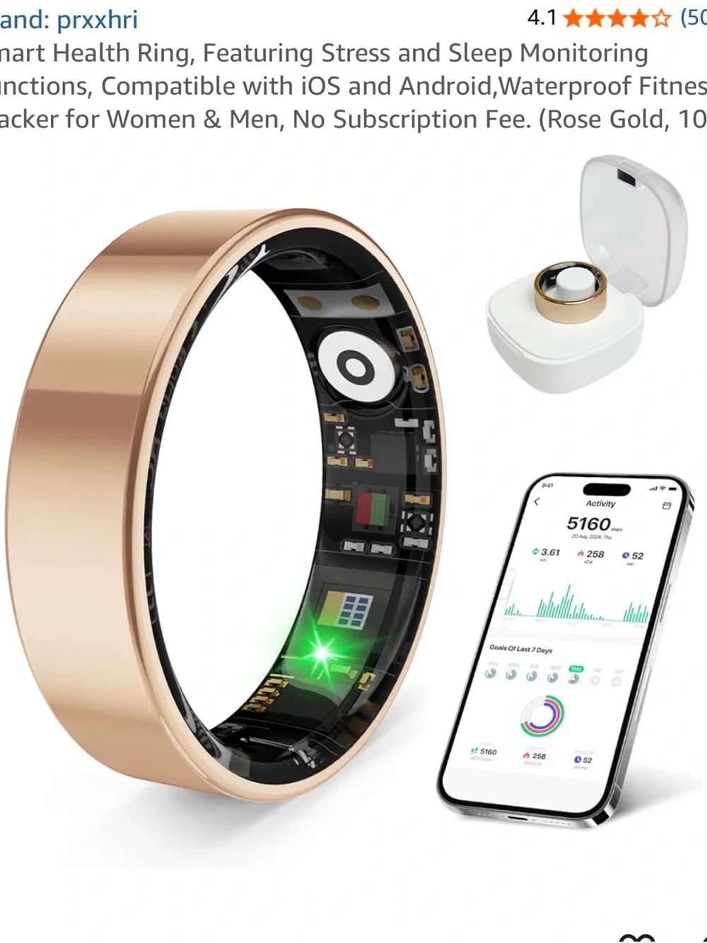 Rose Gold Smart Health Ring – Fitness, Sleep & Stress Tracker